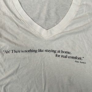 WILDFOX Jane Austen Quote V-Neck Literary Tee S